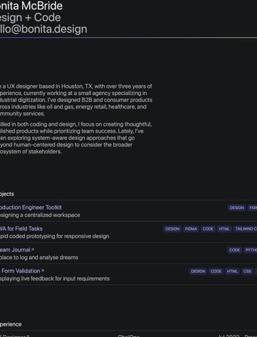 Screenshot of Bonita McBride