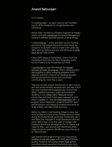 Screenshot of Anand Baburajan