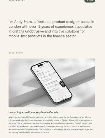 Screenshot of Unobtrusive