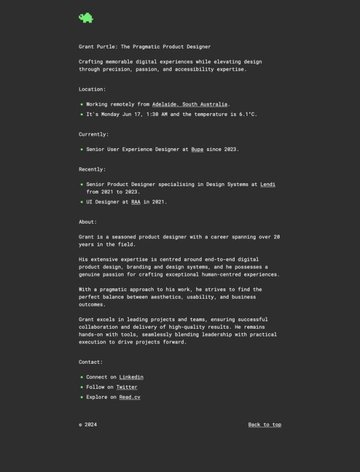 Screenshot of Grant Purtle