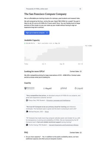 Screenshot of SF Compute