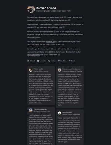 Screenshot of Kamran Ahmed