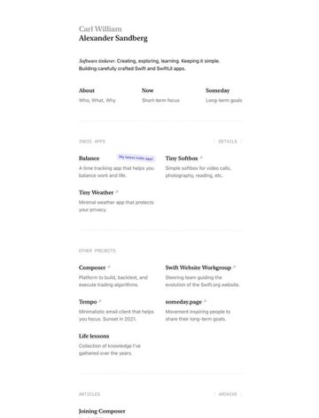 Screenshot of Alexander Sandberg