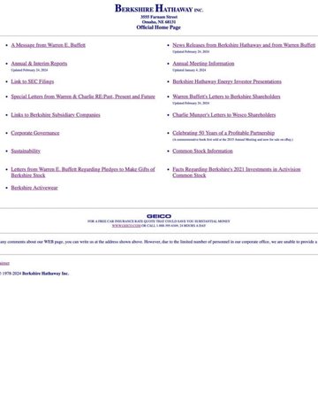 Screenshot of Berkshire Hathaway