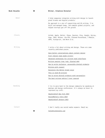 Screenshot of Nick DiLallo