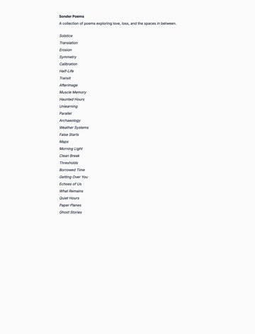 Screenshot of Sonder Poems