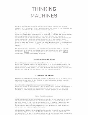 Screenshot of Thinking Machines