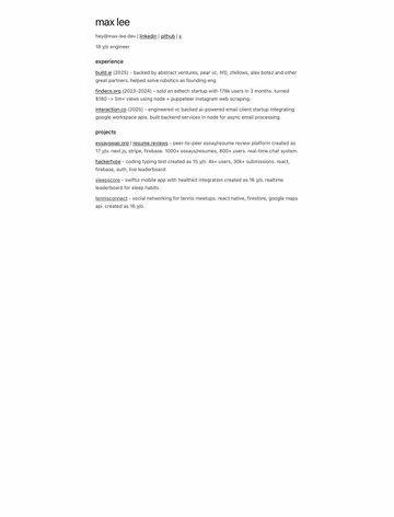 Screenshot of Max Lee