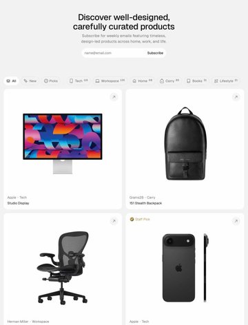Screenshot of Curated Supply