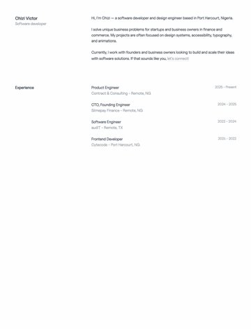 Screenshot of Chizi Victor