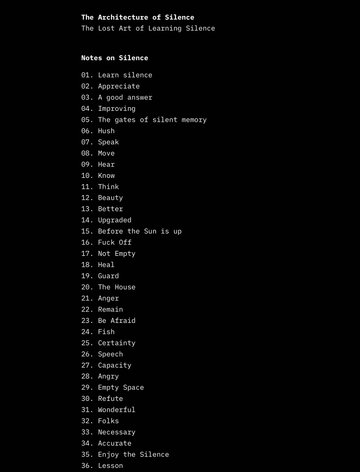 Screenshot of The Architecture of Silence