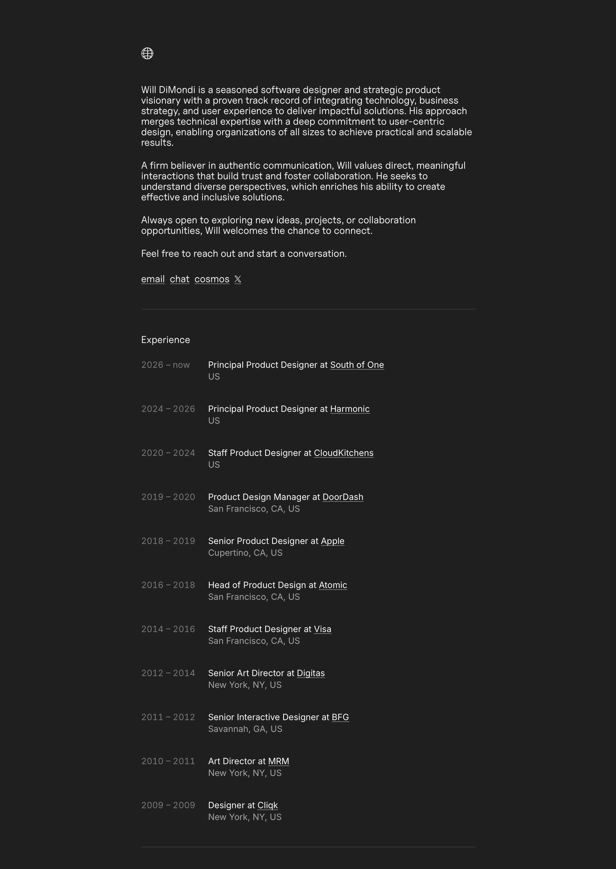 Screenshot of Will DiMondi