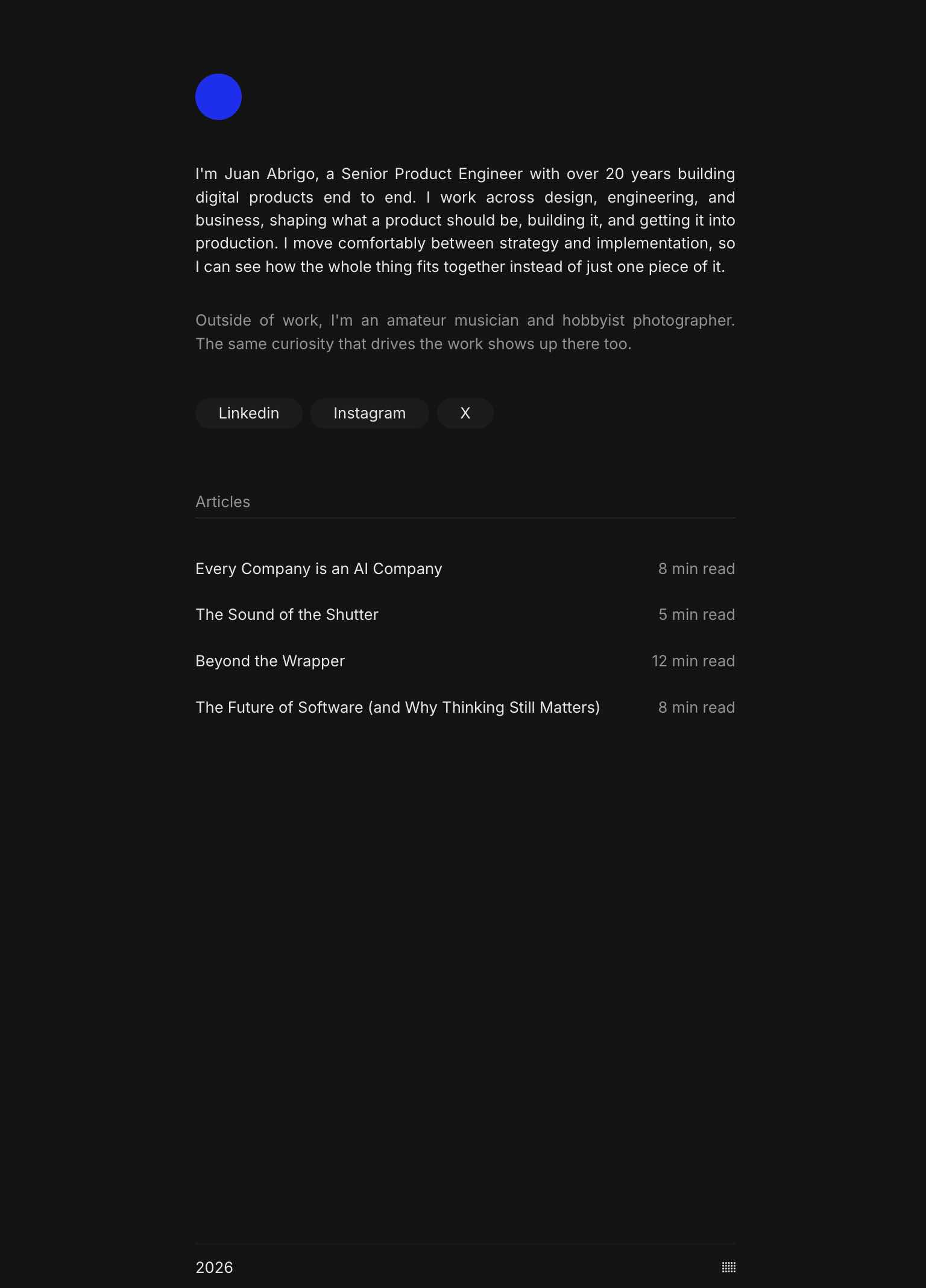 Screenshot of Juan Abrigo